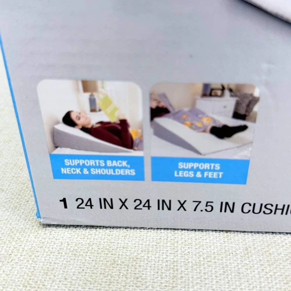 CVS Health Foam Bed Wedge Cushion Memory Foam 24x24x7.5 White Gray NIB